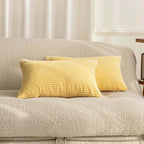 Home Brilliant Set of 2 12x20 Fall Pillow Covers Oblong Corduroy Rectangle Throw Pillow Case for Couch Chair Winter Decor Baby Toddler Lumbar Throw Pillow Covers, 12 x 20 inch, Light Yellow