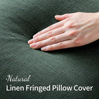 MIULEE Christmas Decorative Lumbar Throw Pillow Covers Neutral Linen Fringe Throw Pillows Set of 2 Army Green Boho Farmhouse Cushion Covers for Couch Sofa Bed Living Room Spring Home Decor 12x20 Inch
