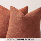 MIULEE 12x20 Inch Decorative Lumbar Throw Pillows for Bed Set of 2 Textured Boucle Neutral Winter Throw Pillow Covers Burnt Orange Accent Solid Pillowcases Sofa Livingroom Home Decor