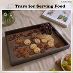 Wood Serving Tray with Handles,17"x12.5"x1.5" Large Serving Tray for Ottoman, Party, Dining, Coffe Table, Home Decor, Bathroom