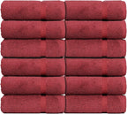 Luxury Hotel & Spa Quality, 100% Turkish Cotton 700 GSM Cloth, Towel, for Body wash, Makeup & Facial Cleaning, Baby, face, Dobby Border Soft washcloths Towel Set 13" X 13", Cranberry, Set of 12
