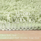 Tititex Luxury Sage Green White Frame Line Bathroom Rug, 20x32 inch + 16x24 inch 2 pcs Extra Soft and Absorbent Microfiber, Non-Slip Plush Shaggy Bath Carpet, Mats for Floor, Tub and Shower