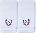 Decorative and Monogrammed Hand Towels for Bathroom Kitchen Makeup | Personalized Gift for Wedding-Bridal | Roman Font Custom Luxury Turkish Towel | Spa Collection, Oversized, 16 X 30 Inch, Set of 2