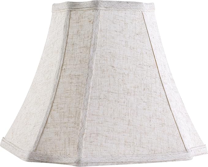 GO&SO Set of 2 Medium Lamp Shades Beige Oatmeal,Square Cut Comer Lamoshade for Floor and Table Lamps,6.5x13.2x10.6".Natural Linen, Traditional Shade for Bedroom Easy Assembly Required (2 Pack)
