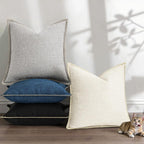 decorUhome Decorative Outdoor Throw Pillow Covers 12x20 Set of 2, Lumbar Linen Rustic Neutral Farmhouse Euro Pillow Covers with Stitched Edge for Couch, Sofa, Living Room, Black