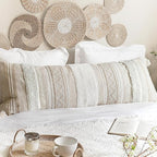 BlissBlush Large Body Pillow Cover for Bed 20x54 Boho Accent Oversized Long Pillowcase for Bedroom Neutral White Decorative Cushion Farmhouse Home Décor (Cover ONLY, Pack of 1)