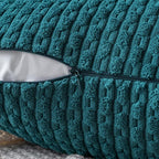 MIULEE Pack of 2 Decorative Throw Pillow Covers 20x20 Inch Soft Boho Striped Textured Corduroy Pillow Covers Modern Farmhouse Home Decor for Couch Bed Sofa Living Room Teal Blue