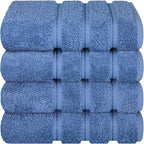 American Soft Linen Luxury Hand Towels for Bathroom, 600 GSM 100% Cotton Turkish 4 Piece Hand Towel Set, 600 GSM Hand Face Towels for Kitchen, Electric Blue Hand Towels