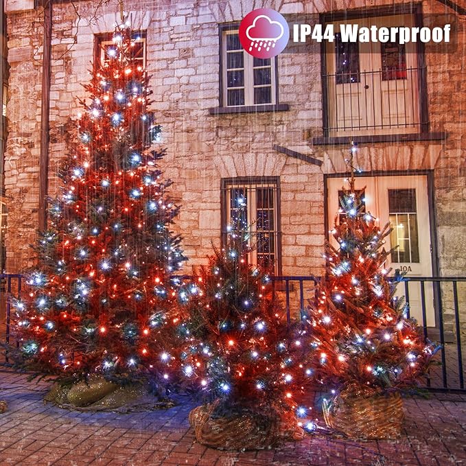Red and White Christmas Lights Outdoor Waterproof 66ft 200 LED Christmas String Lights 8 Modes Plug in Twinkle Fairy Lights with Timer Memory for Indoor Outside Bedroom Home Party Decoration
