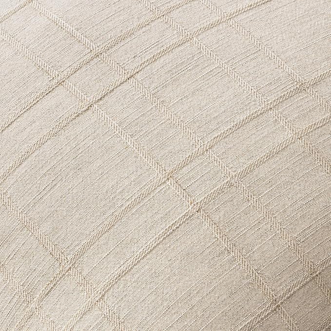 MIULEE Decorative Linen Check Euro Shams Throw Pillow Covers Neutral Farmhouse Vintage Christmas Pillow Covers 26x26 Set of 2 Boho Modern Home Decor for Sofa Couch Bedroom Cushion Natural Beige