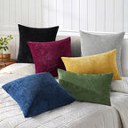decorUhome Chenille Grey Throw Pillow Covers 20x20 Inch Set of 2, Decorative Soft Couch Pillow Covers Solid Dyed Accent Velvet Farmhouse Neutral Square Pillow Cases for Sofa Bed Living Room