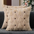 Christmas Pillow Covers 20x20 inch Set of 2 Christmas Decorations Soft Plush Faux Fur Wool Beige Xmas Tree Throw Pillow Cases Winter Holiday Decor for Sofa Living Room PT-012R20