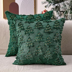 Christmas Pillow Covers 20x20 inch Set of 2 Soft Plush Faux Fur Christmas Decor Green Xmax Tree Yellow Colored Lights Decoration Throw Pillow Case for Winter Holiday Sofa Living Room PT003A20