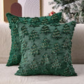 Christmas Pillow Covers 18x18 inch Set of 2 Soft Plush Faux Fur Christmas Decor Green Xmax Tree Yellow Colored Lights Decoration Throw Pillow Case for Winter Holiday Sofa Living Room PT003A18
