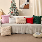 DFXSZ Christmas Pillow Covers 12x20 inch Set of 2 Beige Christmas Tree Elk Decoration Soft Plush Faux Fur Jacquard Throw Pillows for Bedroom Sofa Holiday Festivals Winter Home Decor PTK069C12