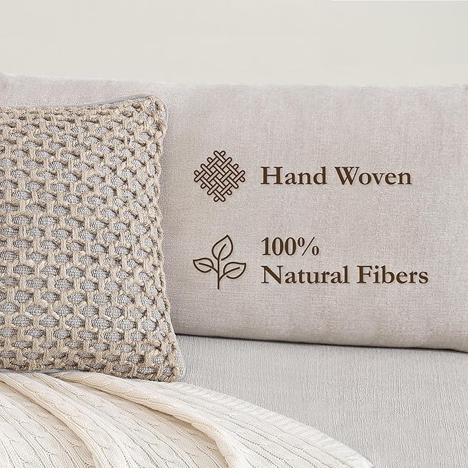 Boho Living Jada 2 Pc Decorative Throw Pillow Covers, Pillow Insert not Included, Premium Woven Design, Living Room Décor, (2) 20" x 20", Grey