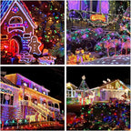 JMEXSUSS 200 LED Multicolor Christmas Lights Outdoor Waterproof, 66ft Expandable Green Wire, 8 Modes Timer Function, Ideal for Home Party Indoor Xmas Decorations