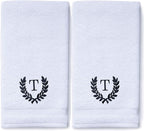 Decorative and Monogrammed Hand Towels for Bathroom Kitchen Makeup | Personalized Gift for Wedding-Bridal | Roman Font Custom Luxury Turkish Towel | Spa Collection, Oversized, 16 X 30 Inch, Set of 2