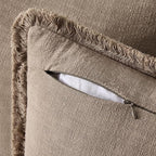 EMEMA Linen Fringe Throw Pillow Covers Set of 2 Boho Farmhouse Accent Decorative Pillowcase with Tassels for Couch Sofa Bed Living Room Home Decor 26x26 Inch,Coco Brown