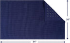 Cotton Paradise 100% Cotton Non Slip Bath Mats for Bathroom, 20x34 inch Soft Absorbent Quick Dry Machine Washable Floor Bath Mat, Navy Blue Bath Rug
