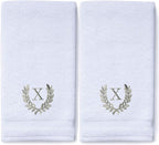 Decorative and Monogrammed Hand Towels for Bathroom Kitchen Makeup | Personalized Gift for Wedding-Bridal | Roman Font Custom Luxury Turkish Towel | Spa Collection, Oversized, 16 X 30 Inch, Set of 2
