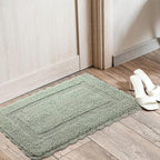 Savi Home Cotton Crochet Bathmat with Antiskid 21x34 Sage Green, 100% Pure Cotton, Super Soft Bath Rug, Plush & Absorbent, Hand Tufted Heavy Weight Construction, Full Reversible Step Out Rugs