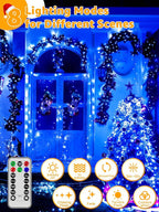 500 LED 164 FT Christmas Lights, Waterproof Outdoor String Lights with Remote and Timer, Christmas Tree Lights with 8 Modes Dimmable, Fairy Lights for Holiday Decor (Blue)