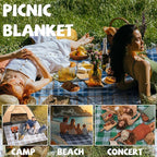 Extra Large Picnic Blankets Portable 80x80 Oversized Waterproof Sandproof Outdoor Beach Blanket Camping Grass Mat Big XL Compact Lawn Park Rug Summer Camper Essential Couple Family Teen Play Gifts
