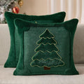 DFXSZ Christmas Pillow Covers 18x18 Yellow Line Green Christmas Tree Decoration Soft Plush Faux Fur Jacquard Throw Pillows for Bedroom Sofa Holiday Festivals Winter Home Decor PTK062A18