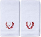 Decorative and Monogrammed Hand Towels for Bathroom Kitchen Makeup | Personalized Gift for Wedding-Bridal | Roman Font Custom Luxury Turkish Towel | Spa Collection, Oversized, 16 X 30 Inch, Set of 2