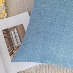 Kevin Textile Pack of 2 Decorative Outdoor Waterproof Checkered Pillow Covers Garden Cushion Sham Throw Pillowcase Shell for Patio Tent Couch 24x24 Inch Light Blue