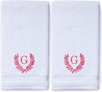 Decorative and Monogrammed Hand Towels for Bathroom Kitchen Makeup | Personalized Gift for Wedding-Bridal | Roman Font Custom Luxury Turkish Towel | Spa Collection, Oversized, 16 X 30 Inch, Set of 2