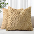 decorUhome Throw Pillow Covers 22x22 Inch Set of 2, Soft Plush Decorative Faux Fur Light Brown Solid Couch Pillow Covers, Accent Farmhouse Neutral Square Euro Pillow Cases for Sofa Bed Living Room