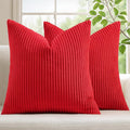 Mecatny Christmas Decorative Corduroy Throw Pillow Covers 20x20 Set of 2 for Sofa Living Room, Soft Neutral Boho Couch Pillow Covers for Home Decor, Red