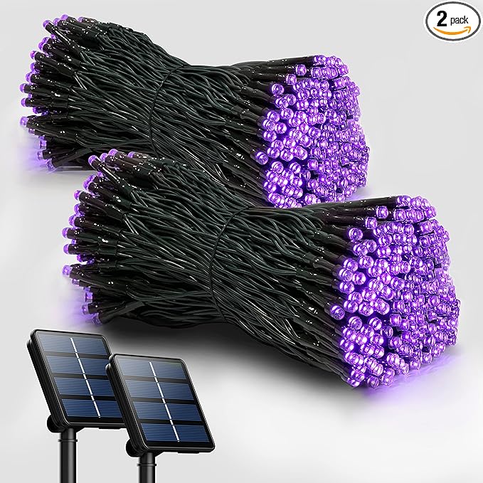2 Pack Solar String Lights Outdoor, 200 LED Extra-Long 72FT Solar Powered Lights with 8 Lighting Modes, Waterproof Outdoor Lighting Decoration for Garden, Patio, Balcony, Xmas, Wedding, Party