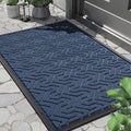 Yimobra Front Door Mat Outside Entrance 29.5x17, Waterproof Heavy Duty Outdoor Mats for Front Door, Non Slip Rubber Entry Mat for Garage Patio Indoor, Blue