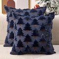 Christmas Pillow Covers 20x20 inch Set of 2 Navy Blue Christmas Decorations Soft Plush Faux Fur Wool Xmas Tree Throw Pillow Cases Winter Holiday Decor for Sofa Living Room PT002H20