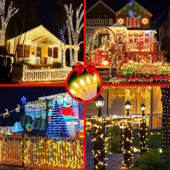 509FT Christmas Lights Outdoor 1350 LED Christmas Tree Decorations Lights with 8 Modes & Timer Memory, Plug In Clear Wire Waterproof LED Xmas Lights for Yard Trees Wedding Party Holiday (Warm White)