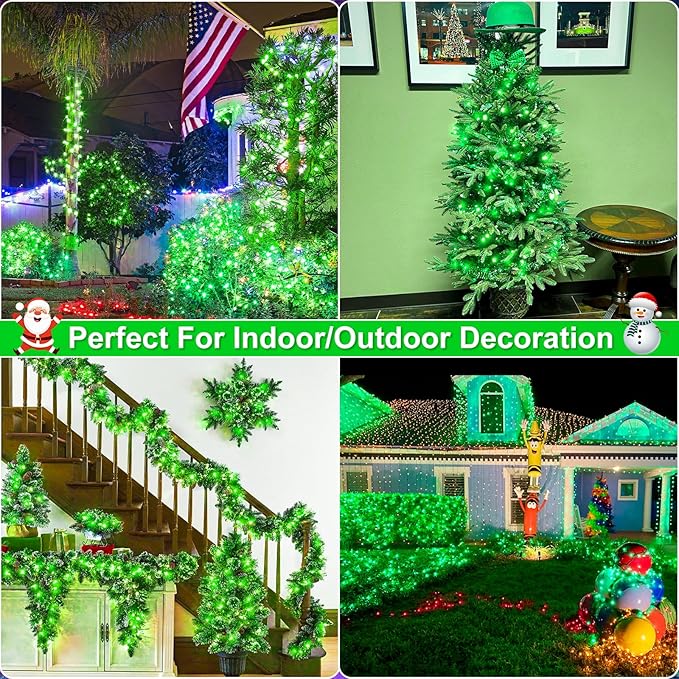 165FT 500 LED Christmas Lights, Plug in Christmas String Lights with Waterproof, 8 Modes Twinkle Fairy Lights for Xmas Garden Tree Holiday Decorations, Green