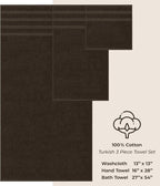American Soft Linen Premium 3 Piece Towel Set, 1 Bath Towel 1 Hand Towel 1 Washcloth, 600 GSM 100% Cotton Turkish Towels for Bathroom, Brown Towel Set