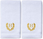Decorative and Monogrammed Hand Towels for Bathroom Kitchen Makeup | Personalized Gift for Wedding-Bridal | Roman Font Custom Luxury Turkish Towel | Spa Collection, Oversized, 16 X 30 Inch, Set of 2