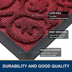 Smiry Welcome Door Mat Outside Entrance, Heavy Duty Trap Dirt and Moisture Easy Clean Low Profile Patio Porch Indoor Outdoor Front Doormat for Entry, 29.5x17 Inch, Burgundy/Welcome