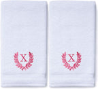 Decorative and Monogrammed Hand Towels for Bathroom Kitchen Makeup | Personalized Gift for Wedding-Bridal | Roman Font Custom Luxury Turkish Towel | Spa Collection, Oversized, 16 X 30 Inch, Set of 2
