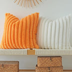 JOJUSIS Pack of 2 Faux Fur Plush Decorative Throw Pillow Covers Couch Cushion Case Soft Pillowcases Fall Pillowcases (Orange, 18 x 18-Inch)