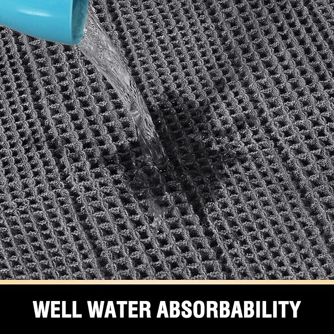 H.VERSAILTEX Upgraded Waffle Runner Rug Super Absorbent Non Slip Bath Rugs for Beside Tub, 24" x 72", Grey