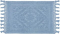 Savi Home Cotton Woven Jacquard Bathroom Rug, Woven Fringe Bathroom Mats, 100% Cotton, Non - Slip Bath Mat, Durable Thick Bath Mat 17”x30” with Fringes, Sky Blue