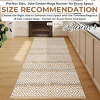 Bedding Craft Jute Cotton Stripe Area Rug Runner for Living Room 24x72 Inch - Natural Ivory - Machine Washable 2x6 Feet Rugs - 70% Jute and 30% Cotton