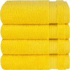 Cotton Paradise Hand Towels for Bathroom, 100% Cotton Turkish 4 Piece Hand Towel Set, Soft Absorbent Face Towels, Yellow Hand Towels