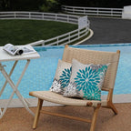 DFXSZ Dark Blue Green Outdoor Pillow Covers 18X18 Inch Set of 2 Spring Teal Flower Pillow Case Outdoor Waterproof Decor for Patio Funiture Garden Polyester Pillow Covers 002D18