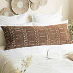 BlissBlush Fall Brown Soft Chenille Boho Body Pillow Cover 20x54, Decorative Oversized Long Lumbar Pillow, Boho Textured Oversize Body Pillow, Cover ONLY